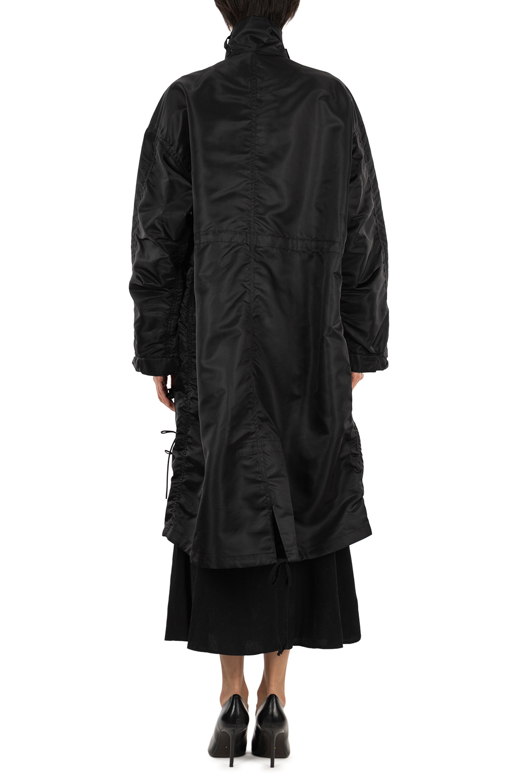 Mame Kurogouchi - Nylon Twill 3D Embroidery Mods Coat - Black