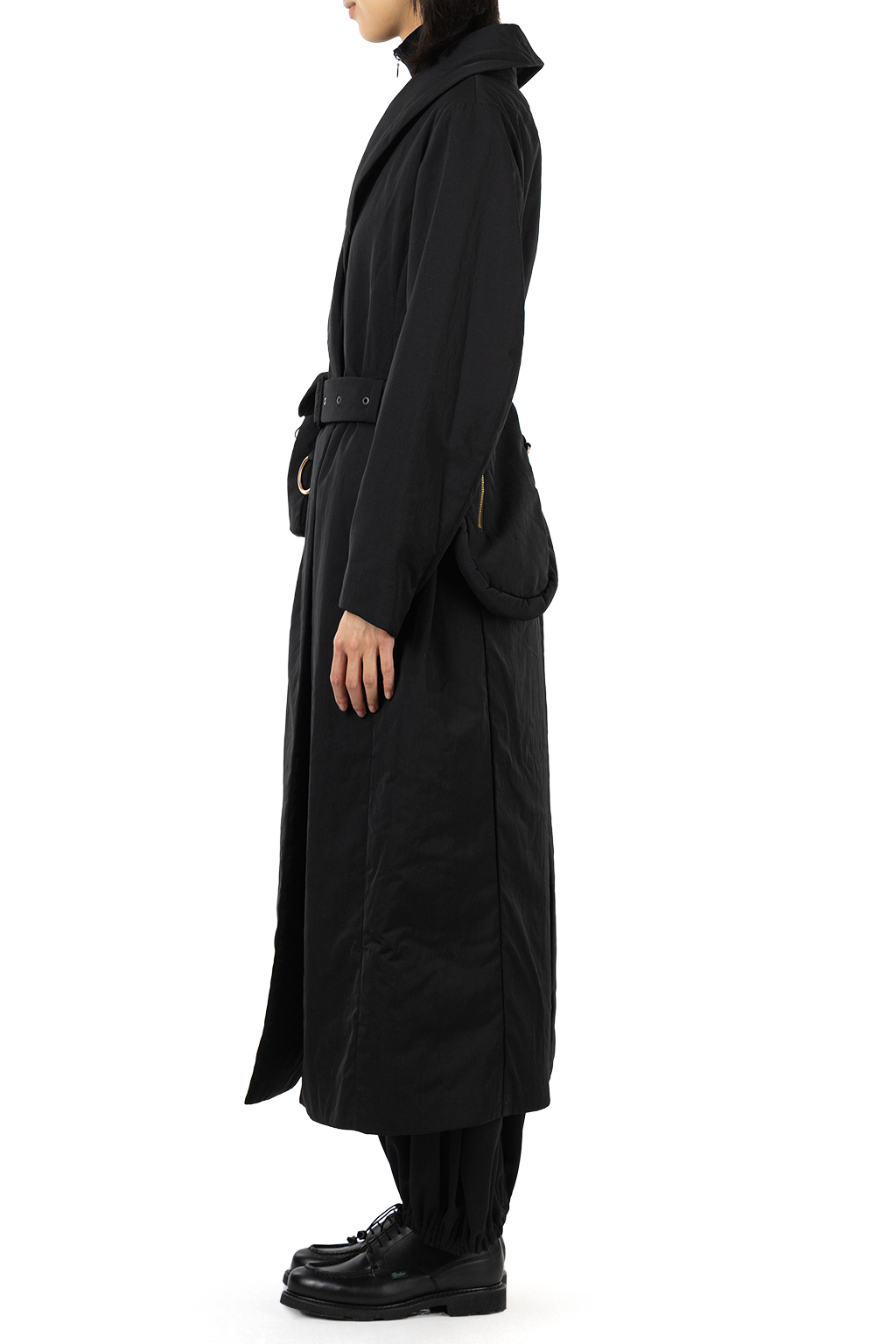 Mame Kurogouchi - Nylon Twill Chesterfield Coat with Waist Bags - Black
