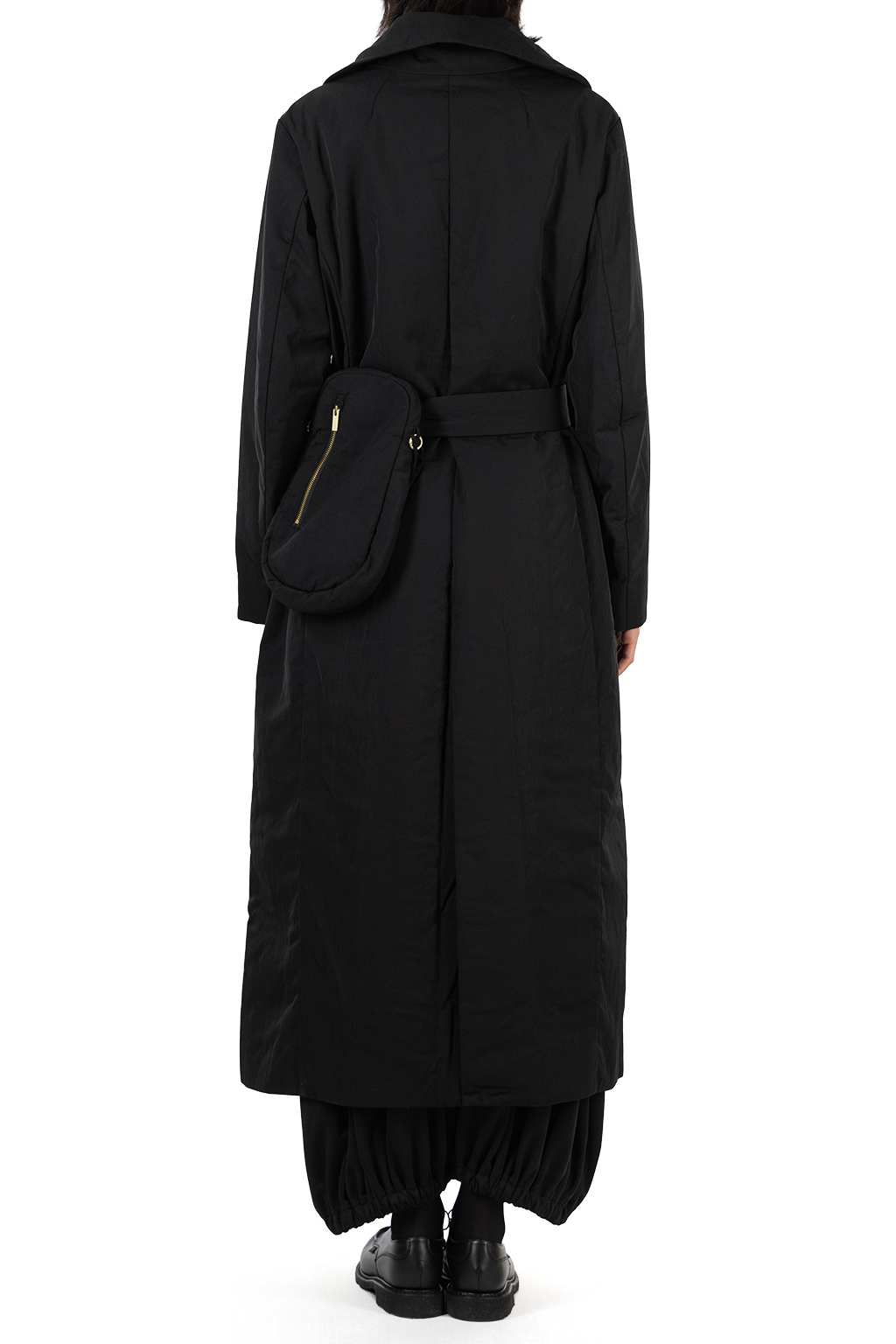 Mame Kurogouchi - Nylon Twill Chesterfield Coat with Waist Bags - Black