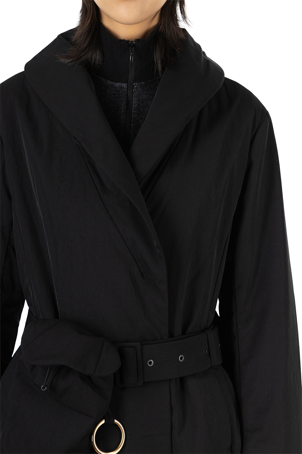 Mame Kurogouchi - Nylon Twill Chesterfield Coat with Waist Bags - Black