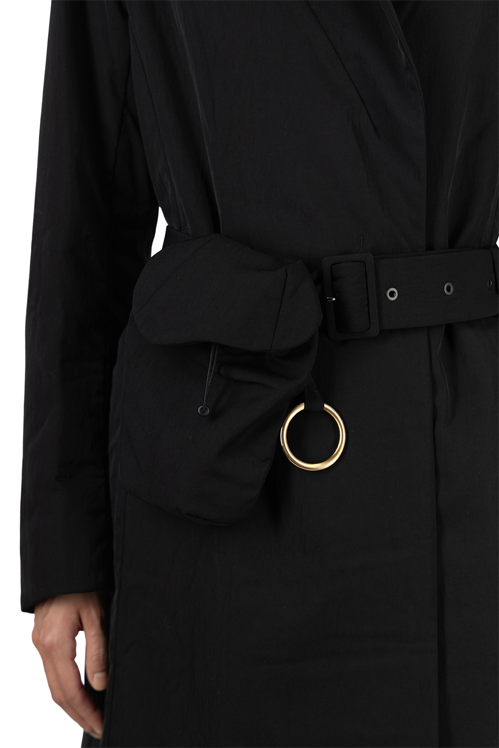 Mame Kurogouchi - Nylon Twill Chesterfield Coat with Waist Bags - Black