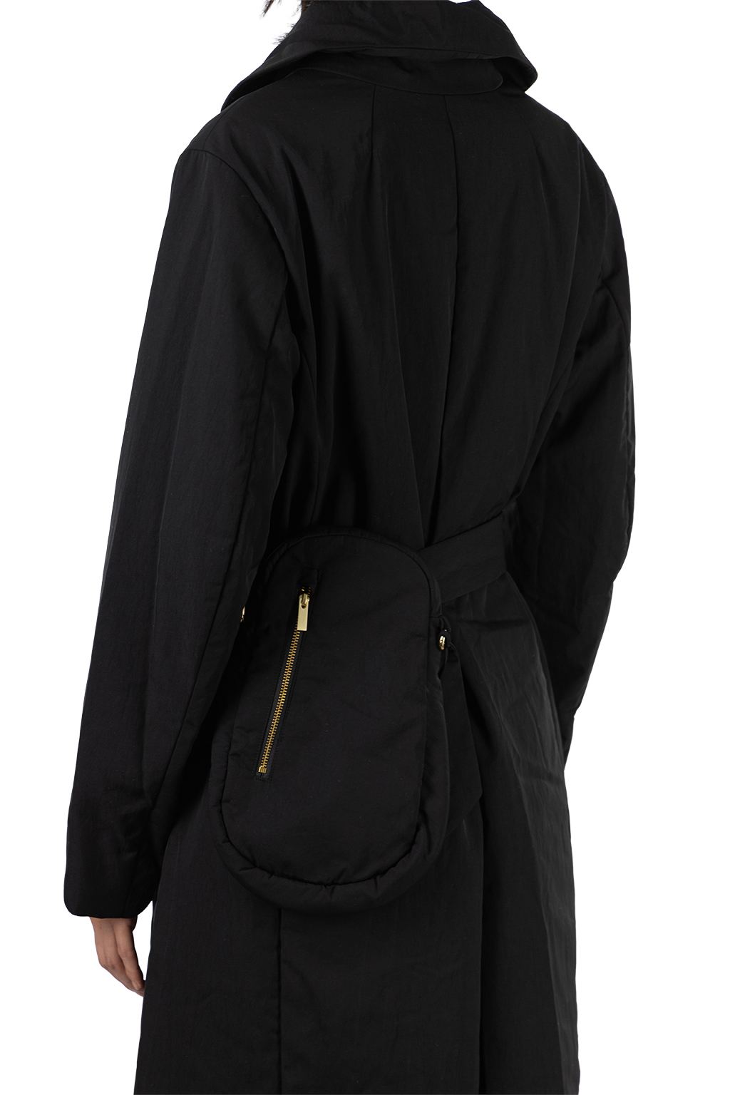 Mame Kurogouchi - Nylon Twill Chesterfield Coat with Waist Bags - Black