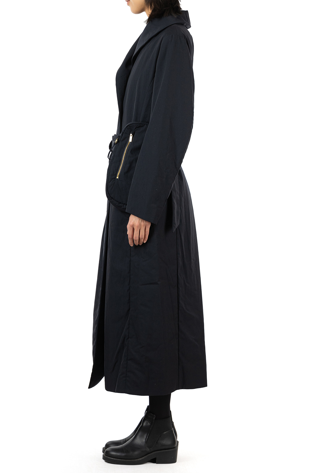 Mame Kurogouchi - Nylon Twill Chesterfield Coat with Waist Bags - Navy