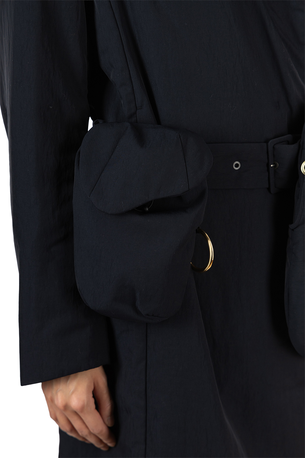 Mame Kurogouchi - Nylon Twill Chesterfield Coat with Waist Bags - Navy