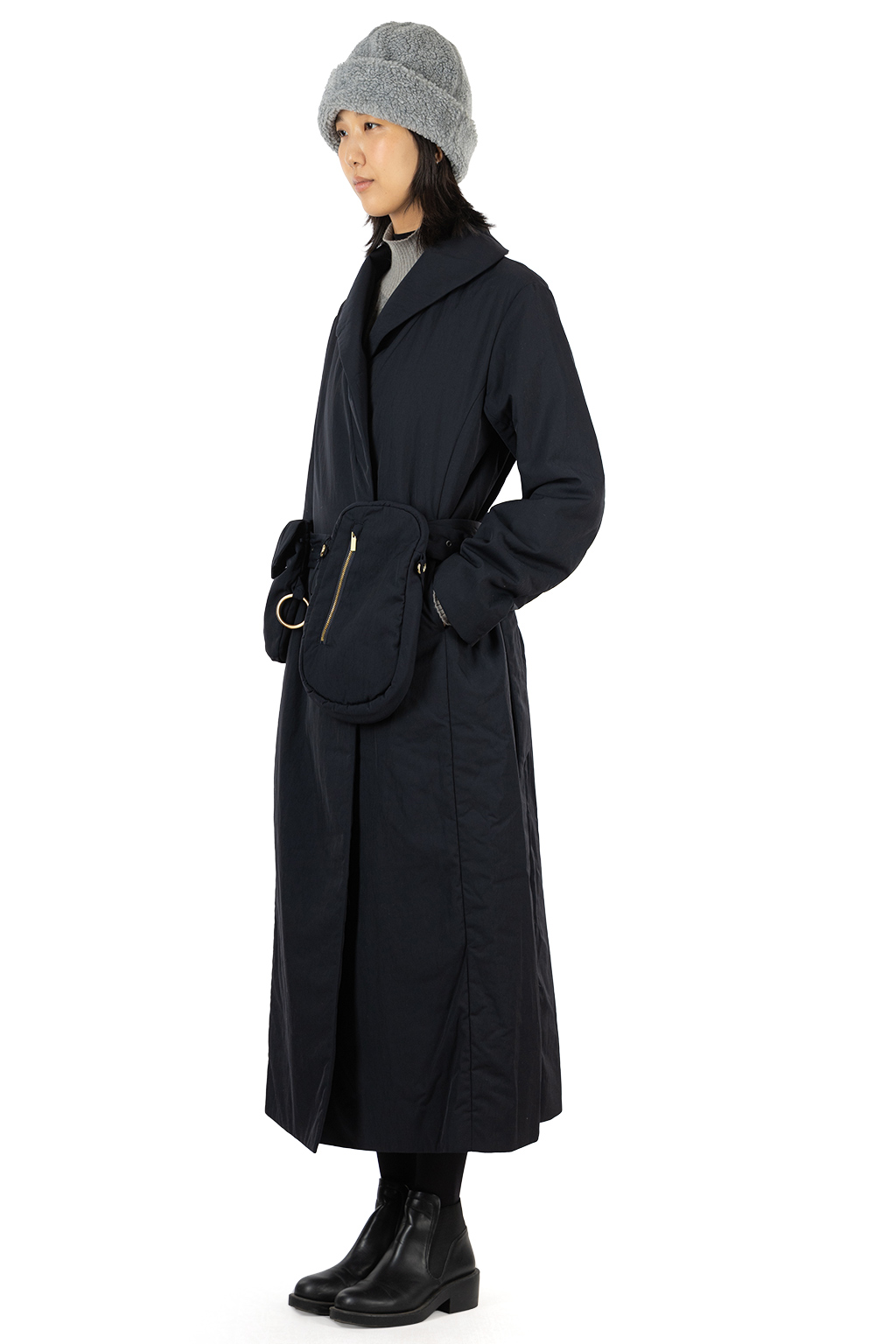 Mame Kurogouchi - Nylon Twill Chesterfield Coat with Waist Bags - Navy