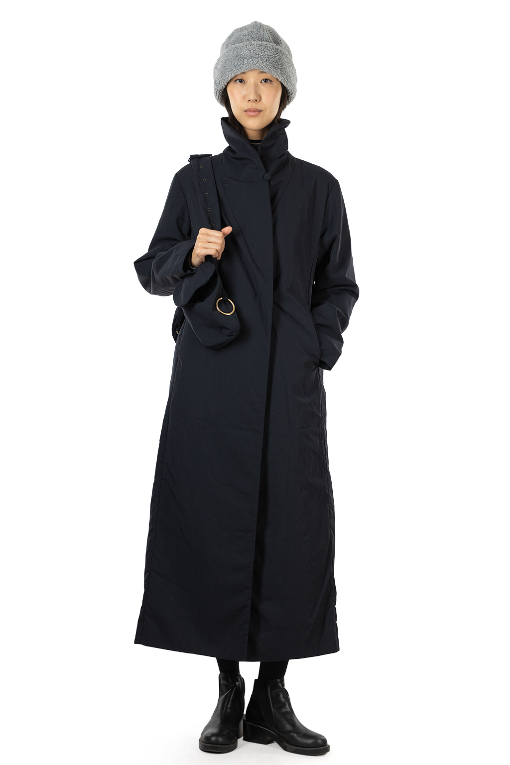 Mame Kurogouchi - Nylon Twill Chesterfield Coat with Waist Bags - Navy