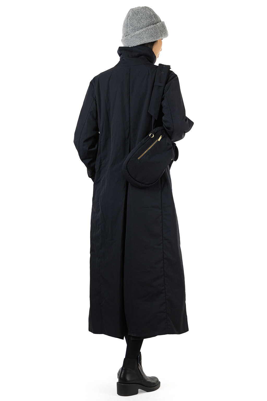 Mame Kurogouchi - Nylon Twill Chesterfield Coat with Waist Bags - Navy