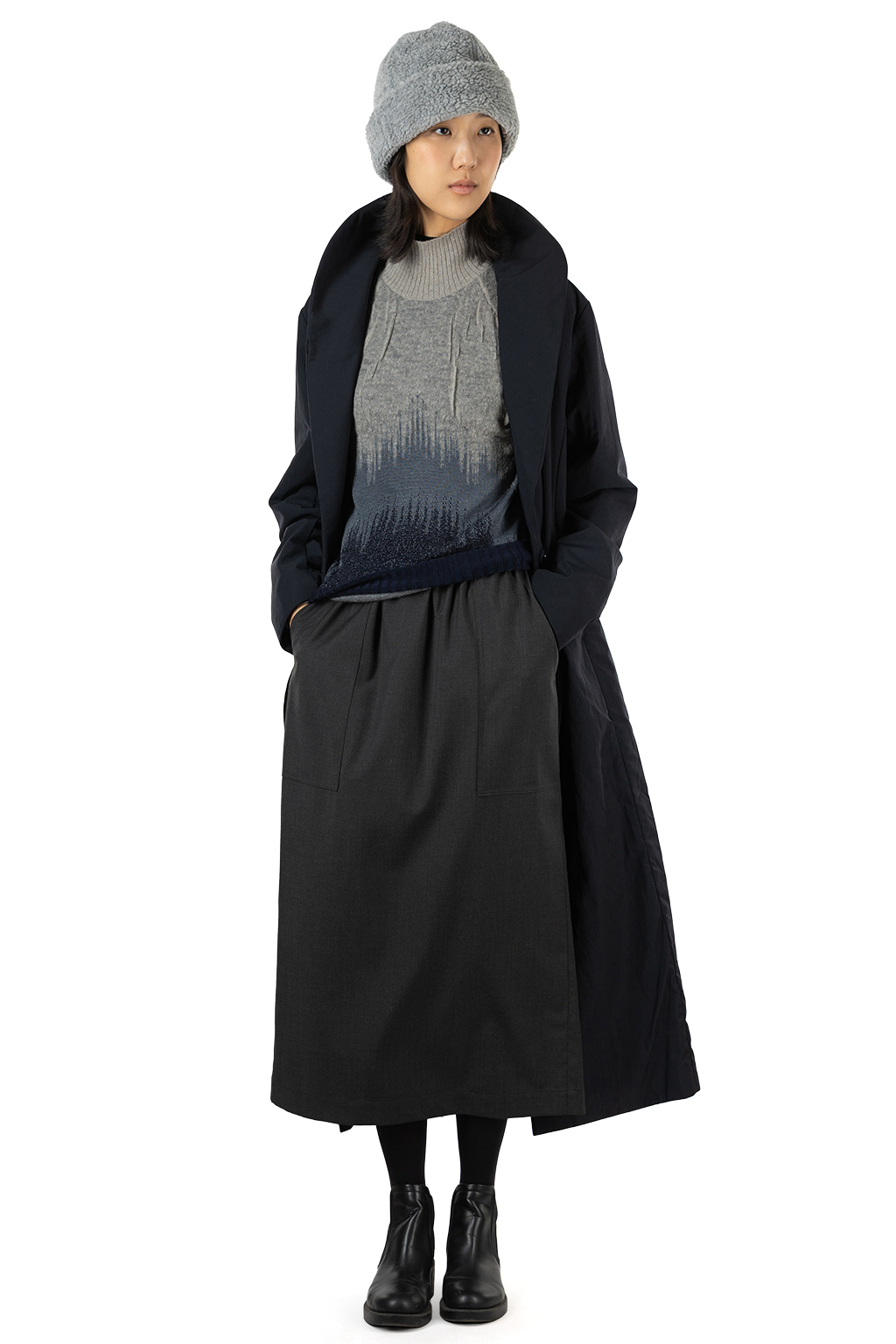 Mame Kurogouchi - Nylon Twill Chesterfield Coat with Waist Bags - Navy