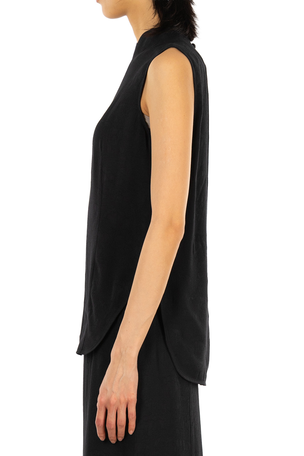Mame Kurogouchi - Puffed Floral Jacquard Sleeveless Top - Black