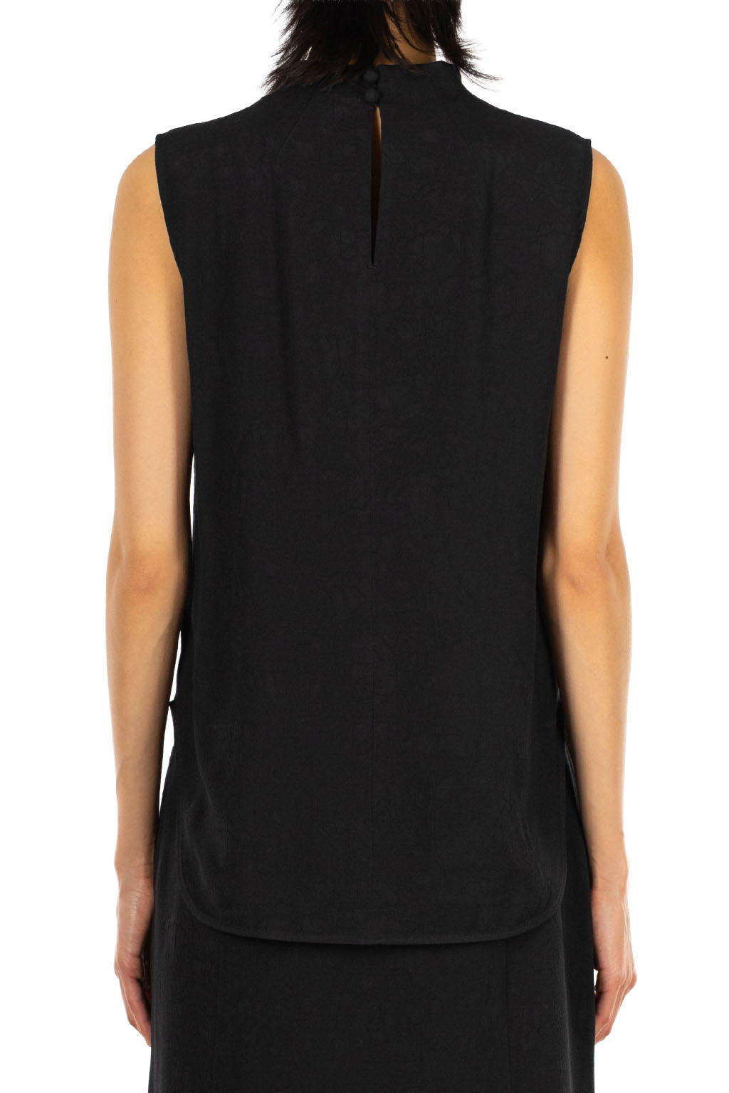 Mame Kurogouchi - Puffed Floral Jacquard Sleeveless Top - Black