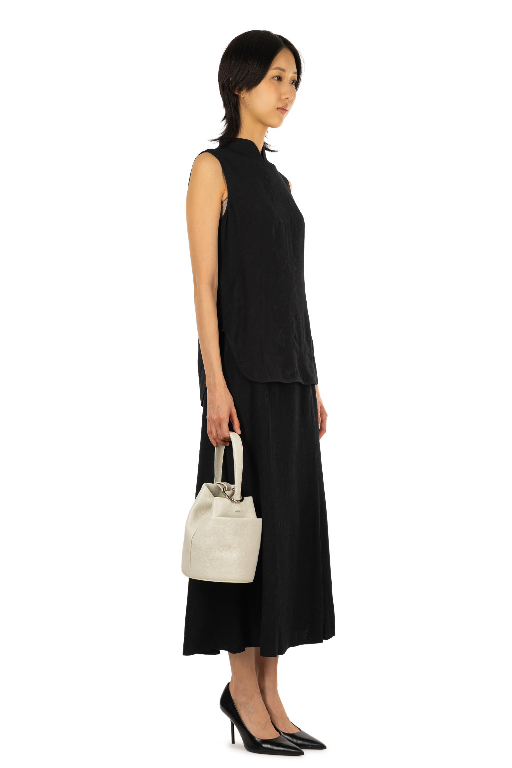 Mame Kurogouchi - Puffed Floral Jacquard Sleeveless Top - Black