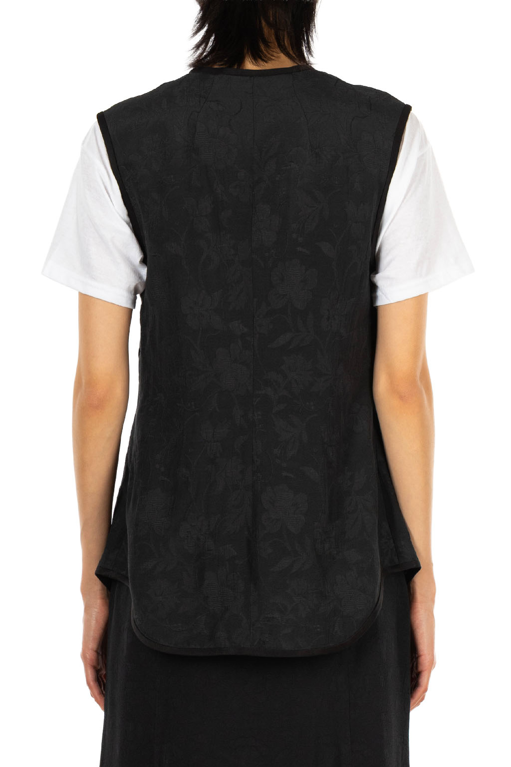 Mame Kurogouchi - Raised Jacquard Frog Button Vest - Black
