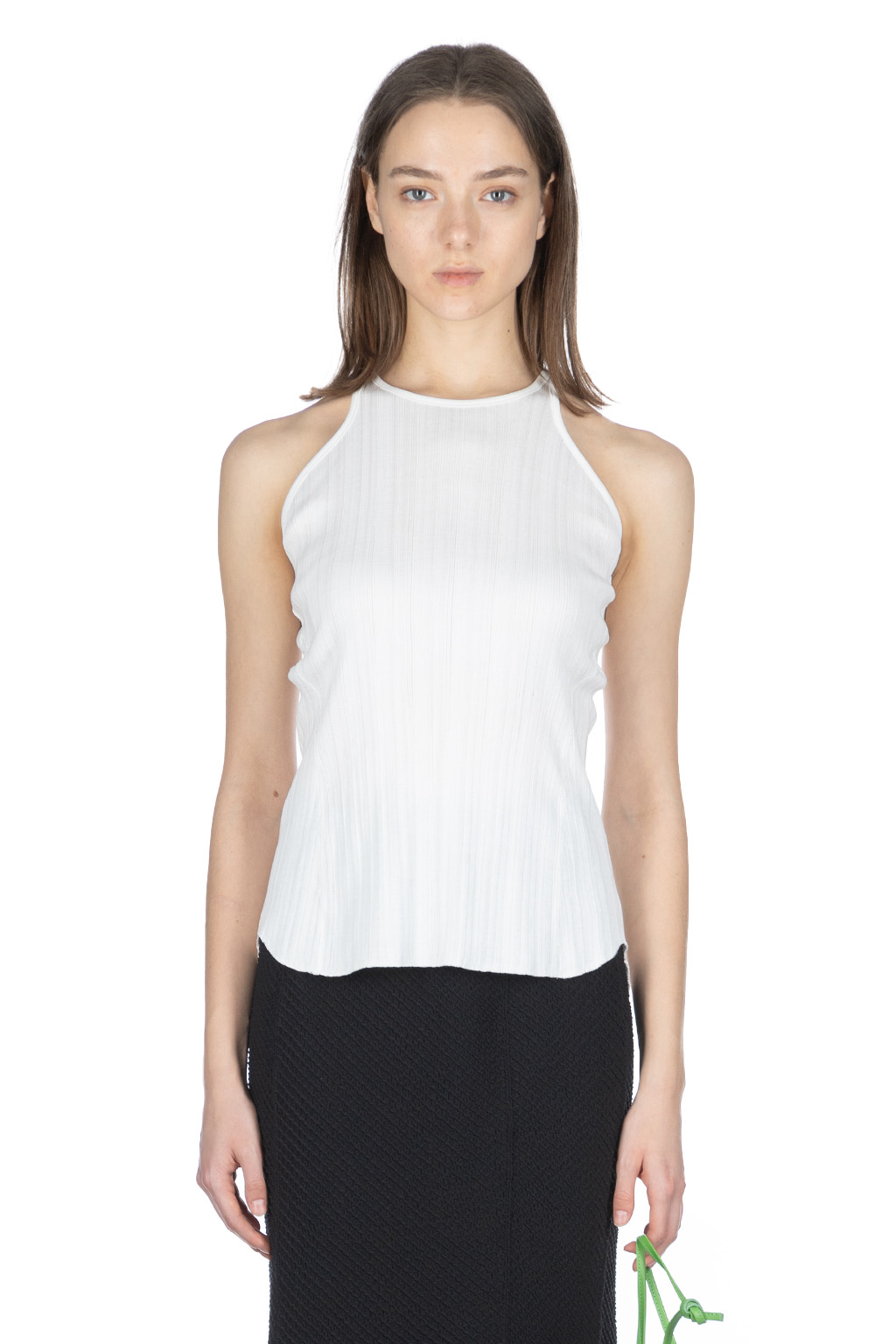 Mame Kurogouchi - Random Ribbed Cotton Sleeve Top - White