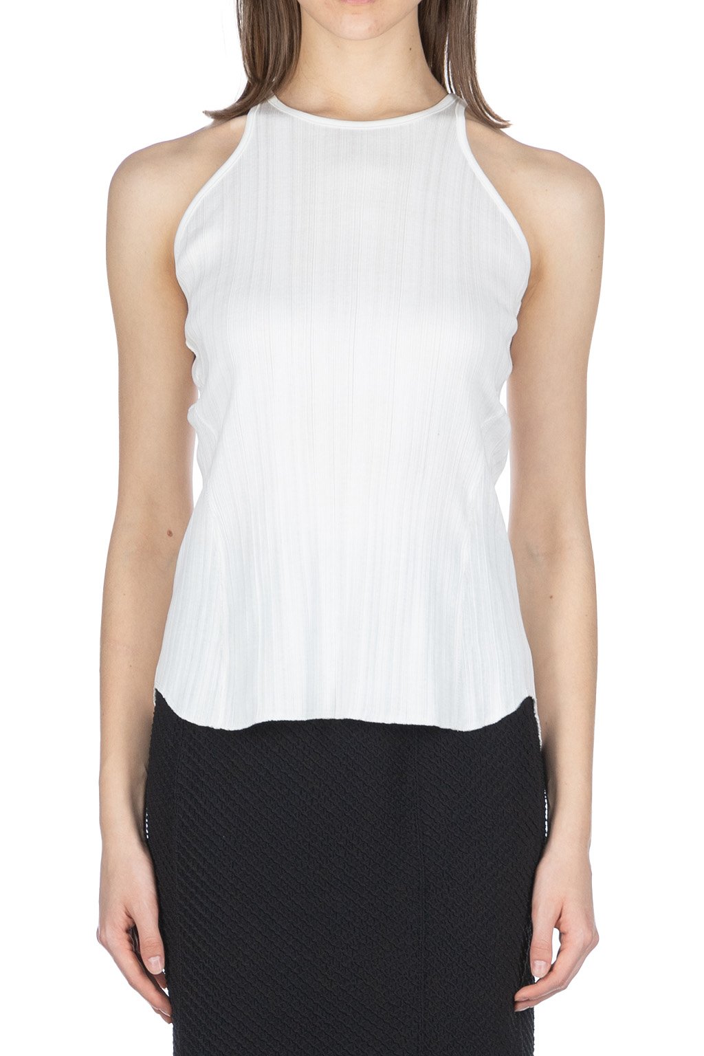 Mame Kurogouchi - Random Ribbed Cotton Sleeve Top - White
