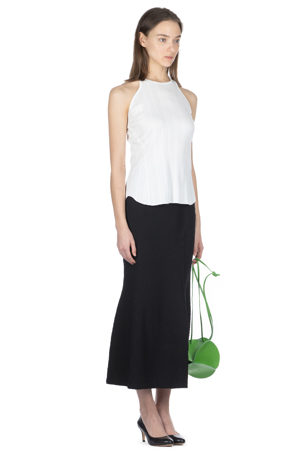 Mame Kurogouchi - Random Ribbed Cotton Sleeve Top - White
