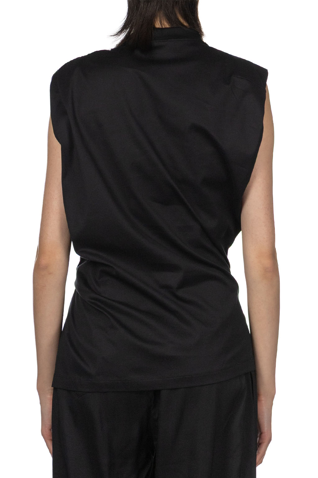 Mame Kurogouchi - Sleeveless Crew Neck Tee - Black