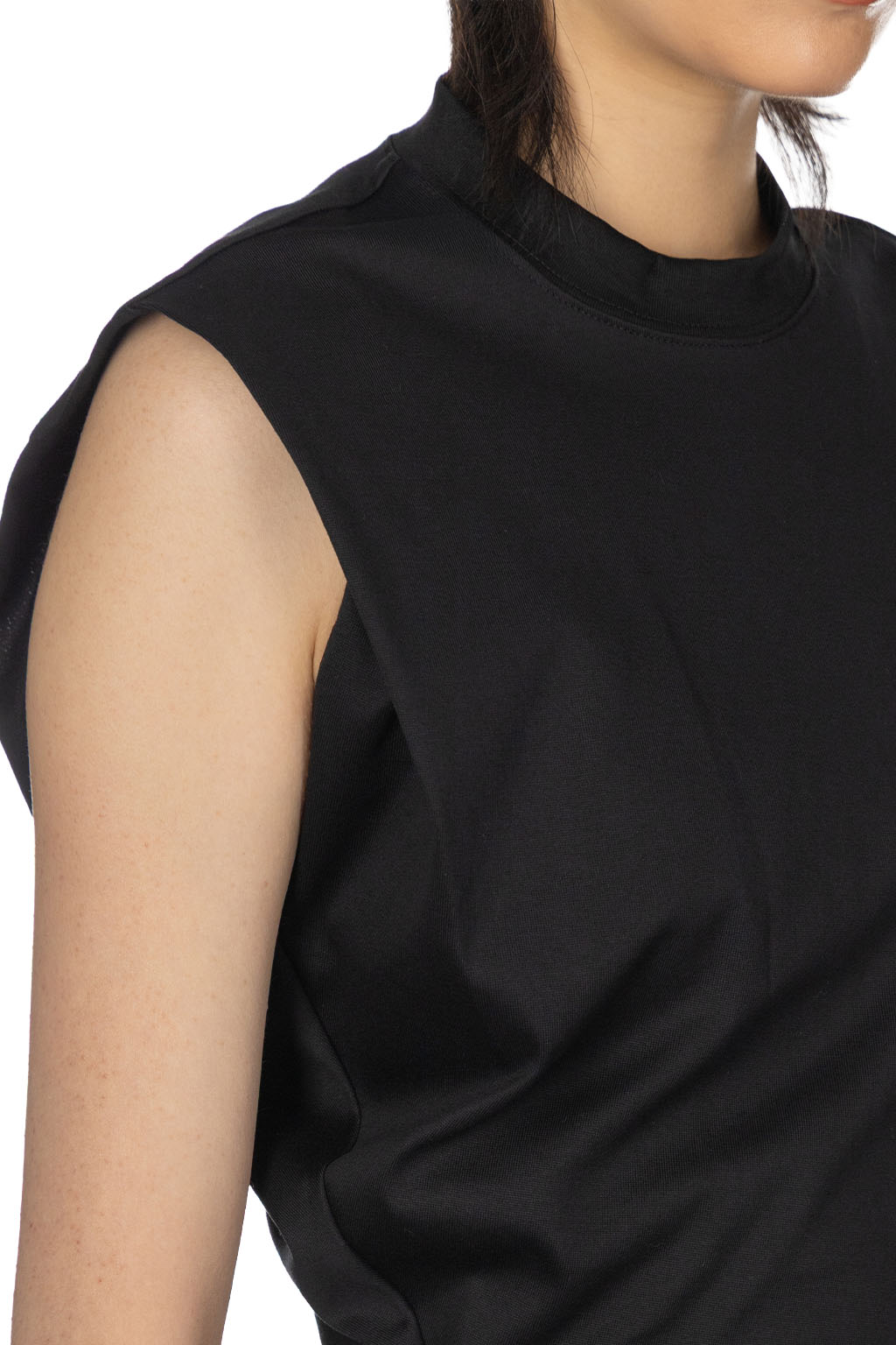 Mame Kurogouchi - Sleeveless Crew Neck Tee - Black