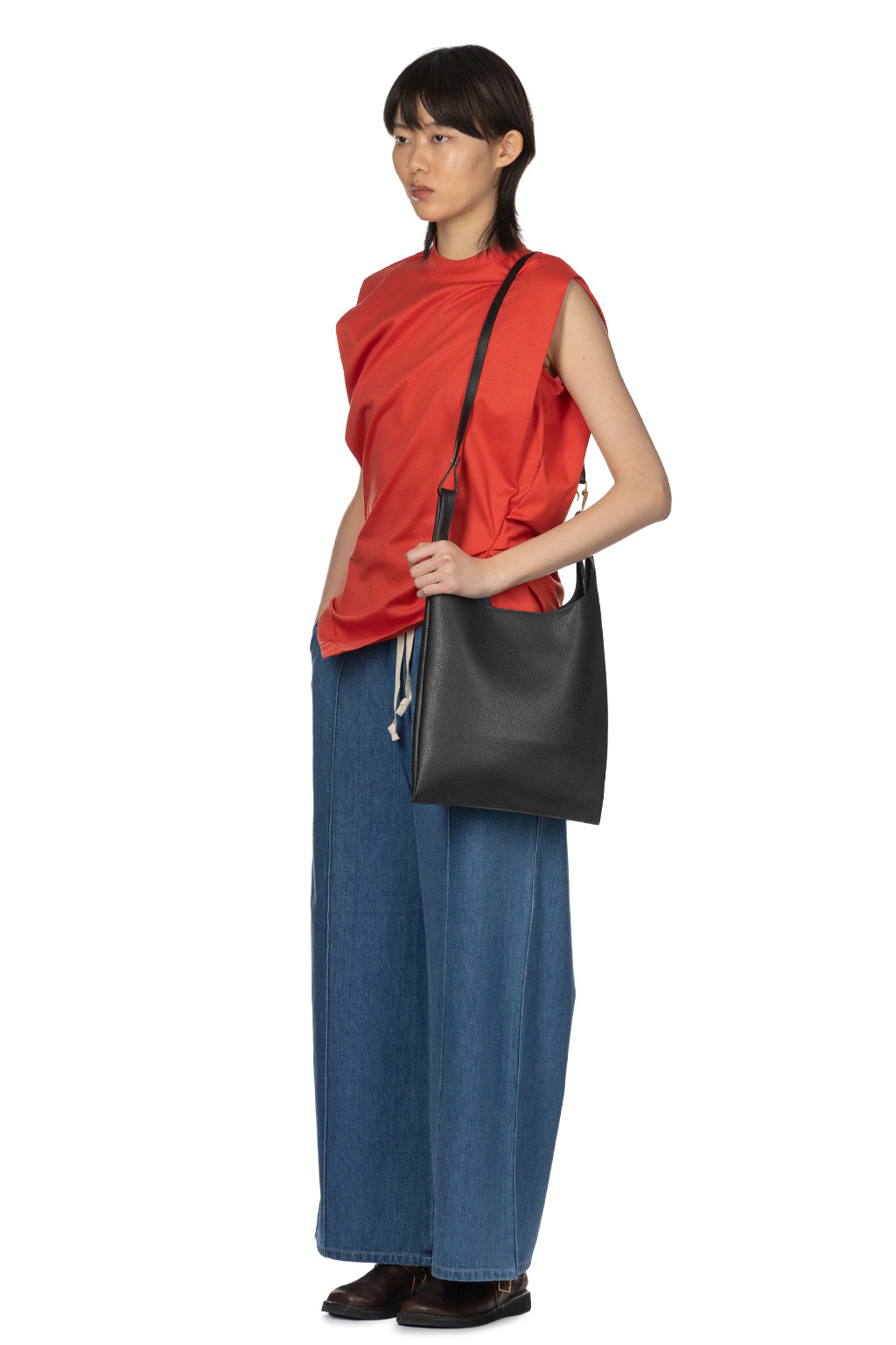 Mame Kurogouchi - Sleeveless Crew Neck Tee - Red