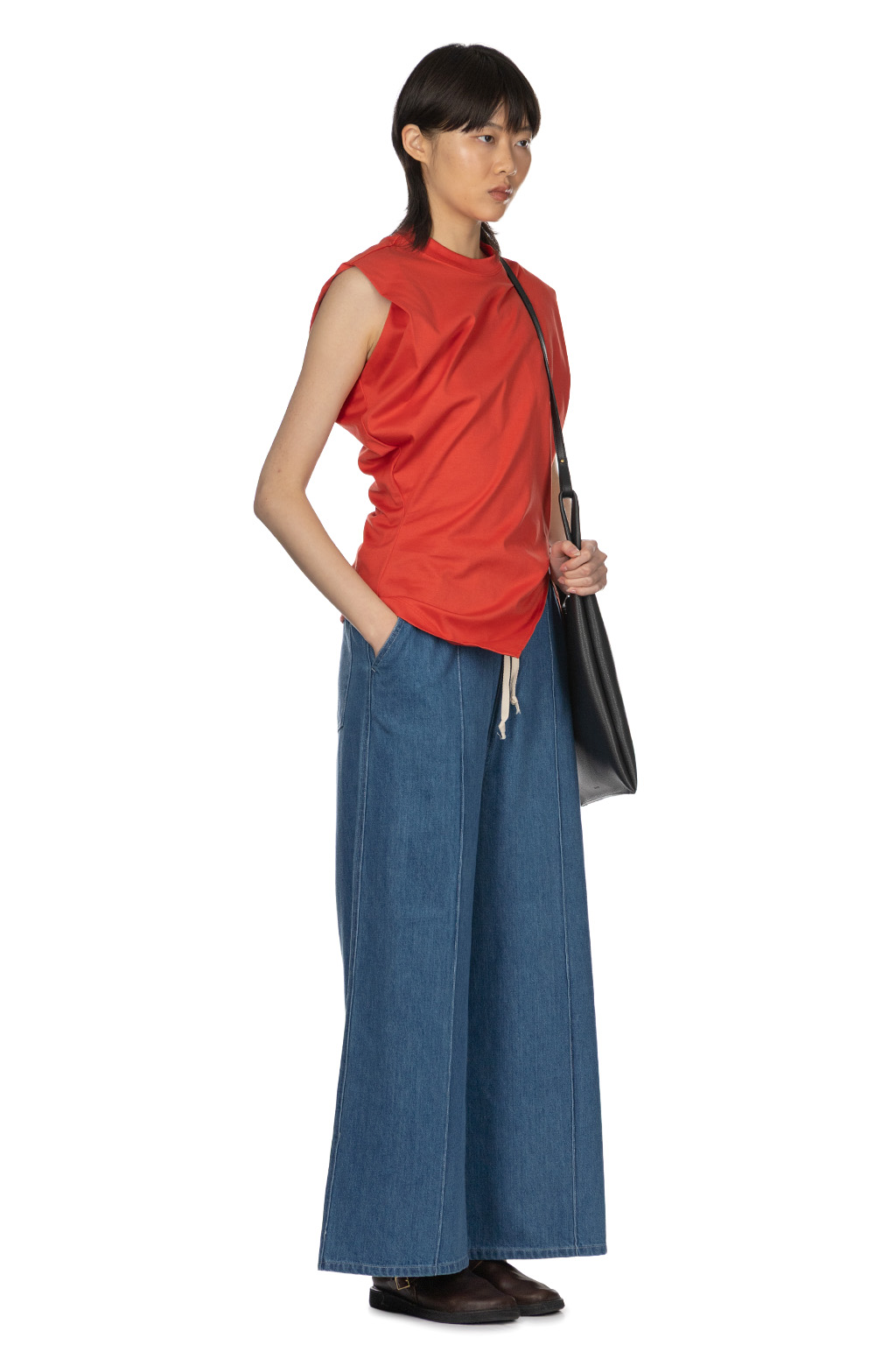 Mame Kurogouchi - Sleeveless Crew Neck Tee - Red
