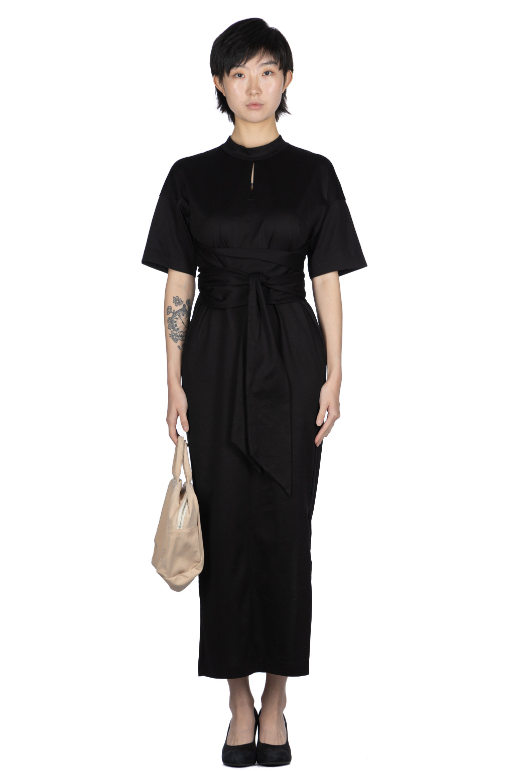 Mame Kurogouchi | Suvin Cotton Jersey Dress - Black | Women | Blue