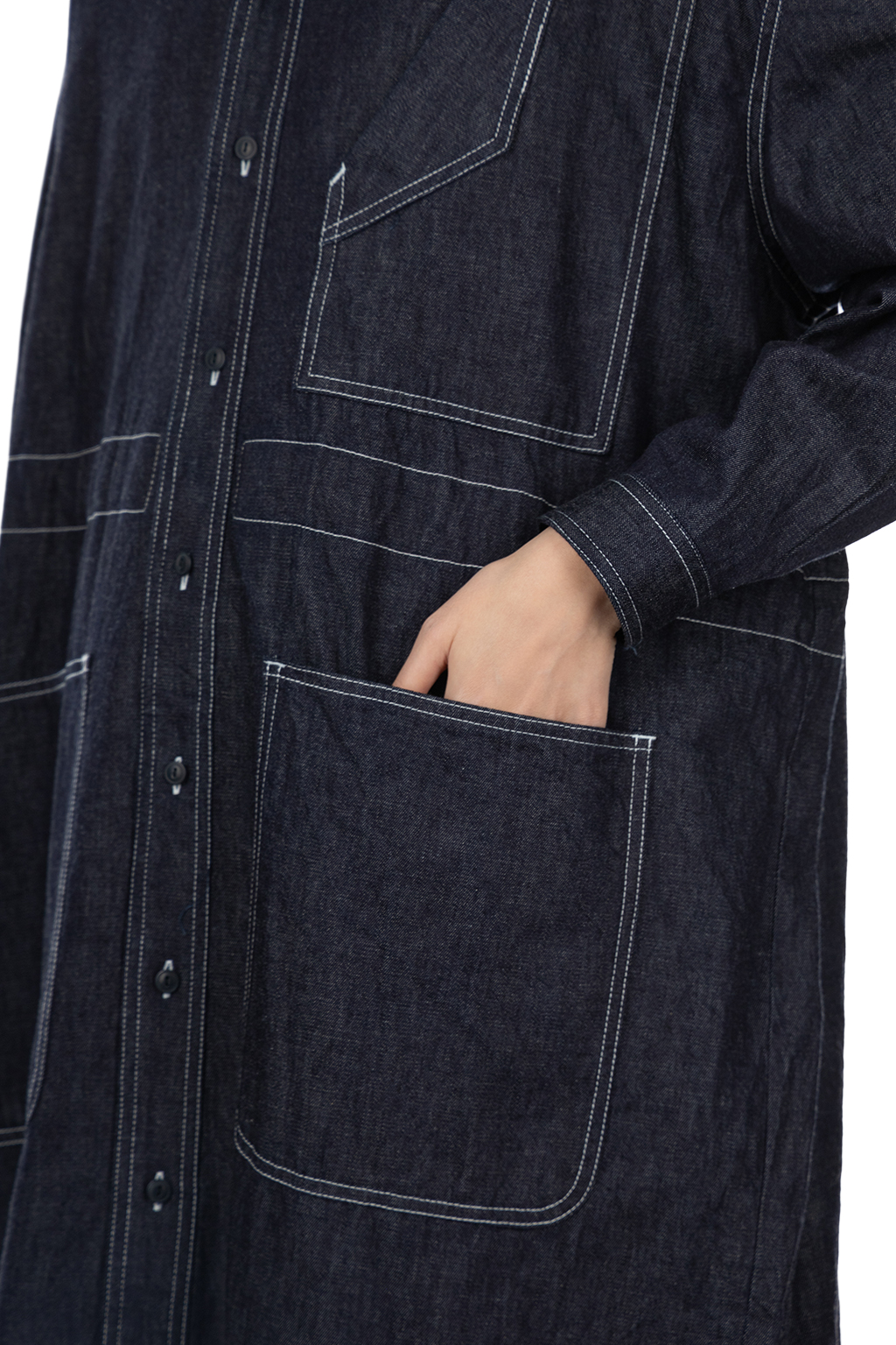 Manon - Denim Work Dress with Drop Shoulder