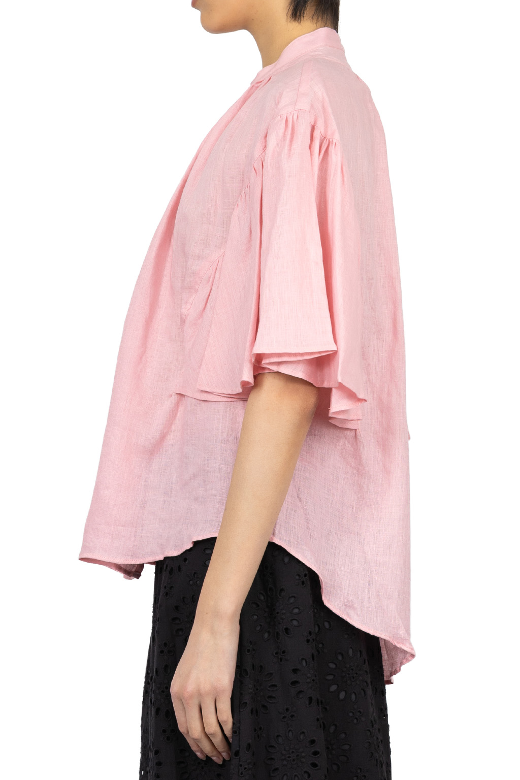 Manon - Fan Sleeve Linen Shirt - Pink