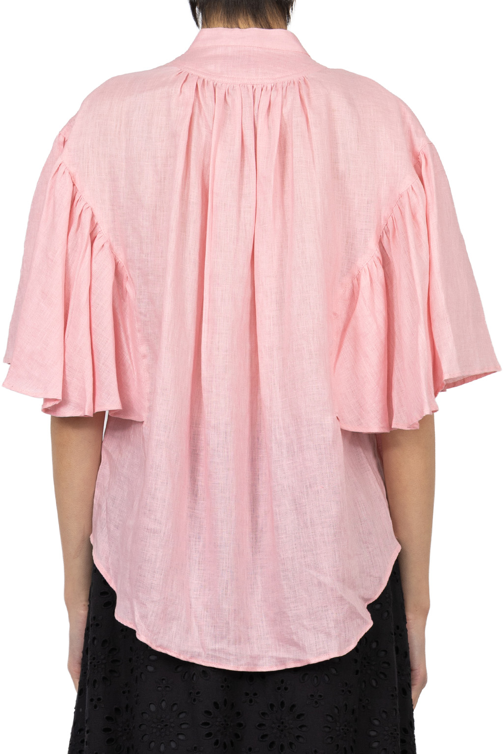 Manon - Fan Sleeve Linen Shirt - Pink