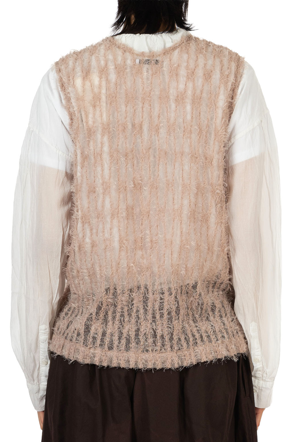 Manon - Feather Tulle Sleeveless Blouse - Moca