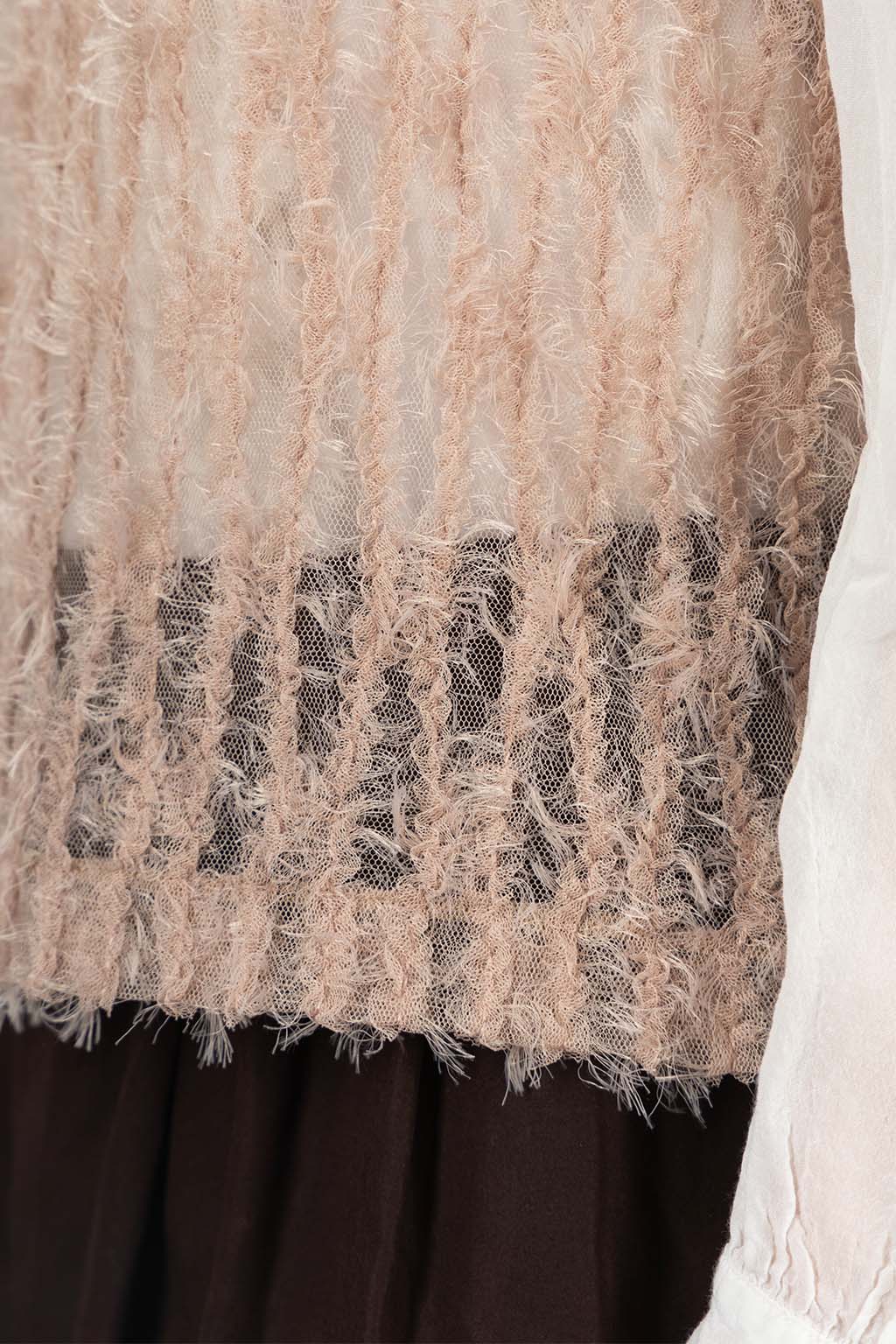 Manon - Feather Tulle Sleeveless Blouse - Moca