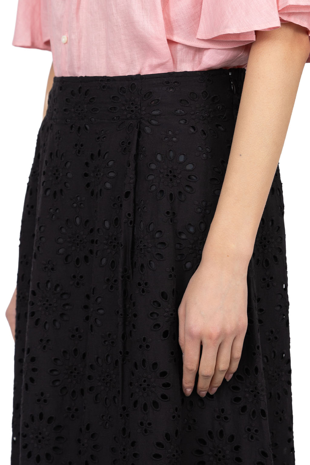 Manon - Floral Scallop Skirt - Black