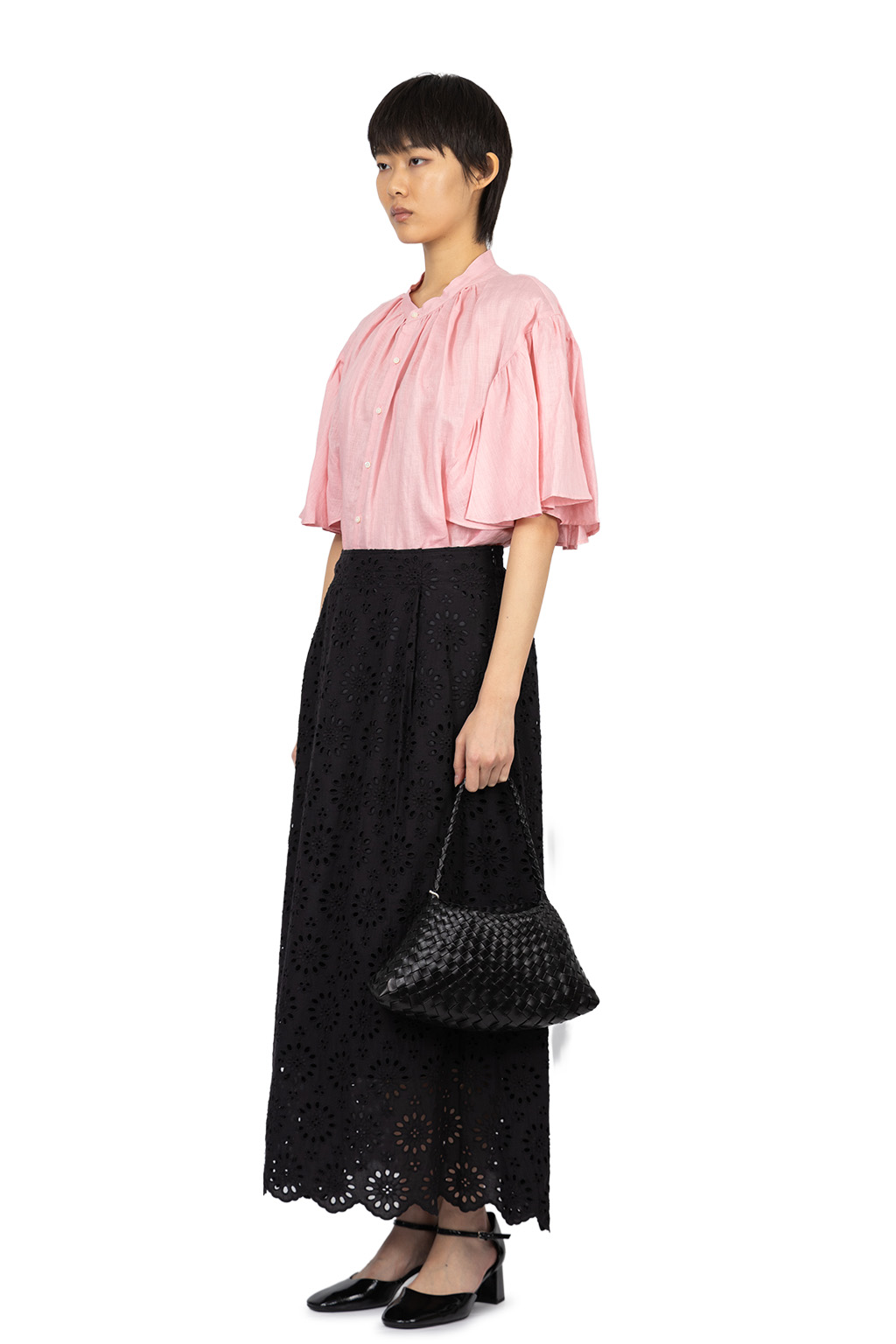 Manon - Floral Scallop Skirt - Black