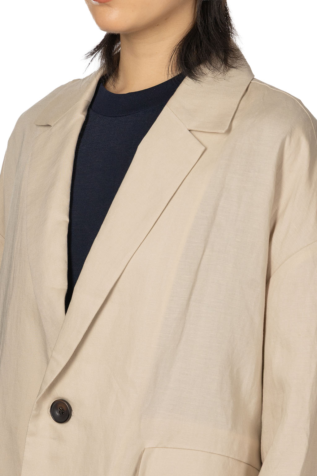 Manon - Linen Mix Spindle Over Jacket - Beige