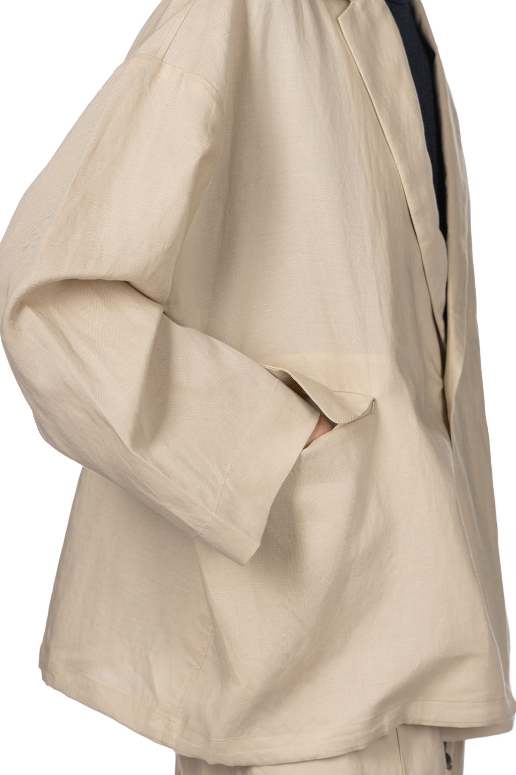 Manon - Linen Mix Spindle Over Jacket - Beige