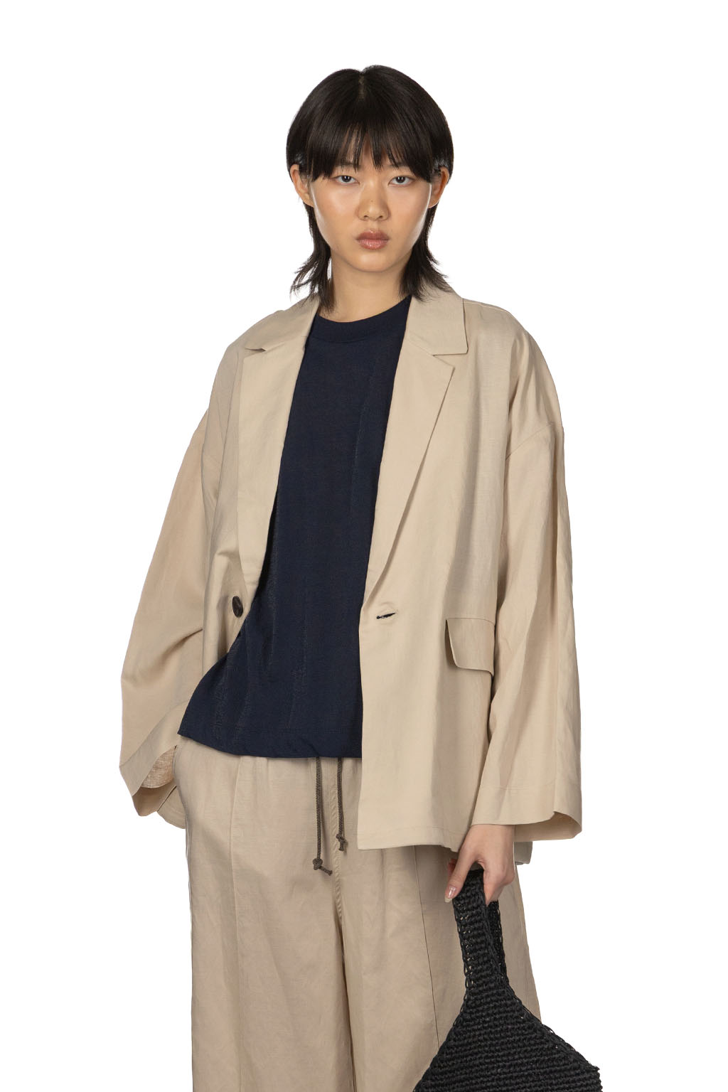 Manon - Linen Mix Spindle Over Jacket - Beige