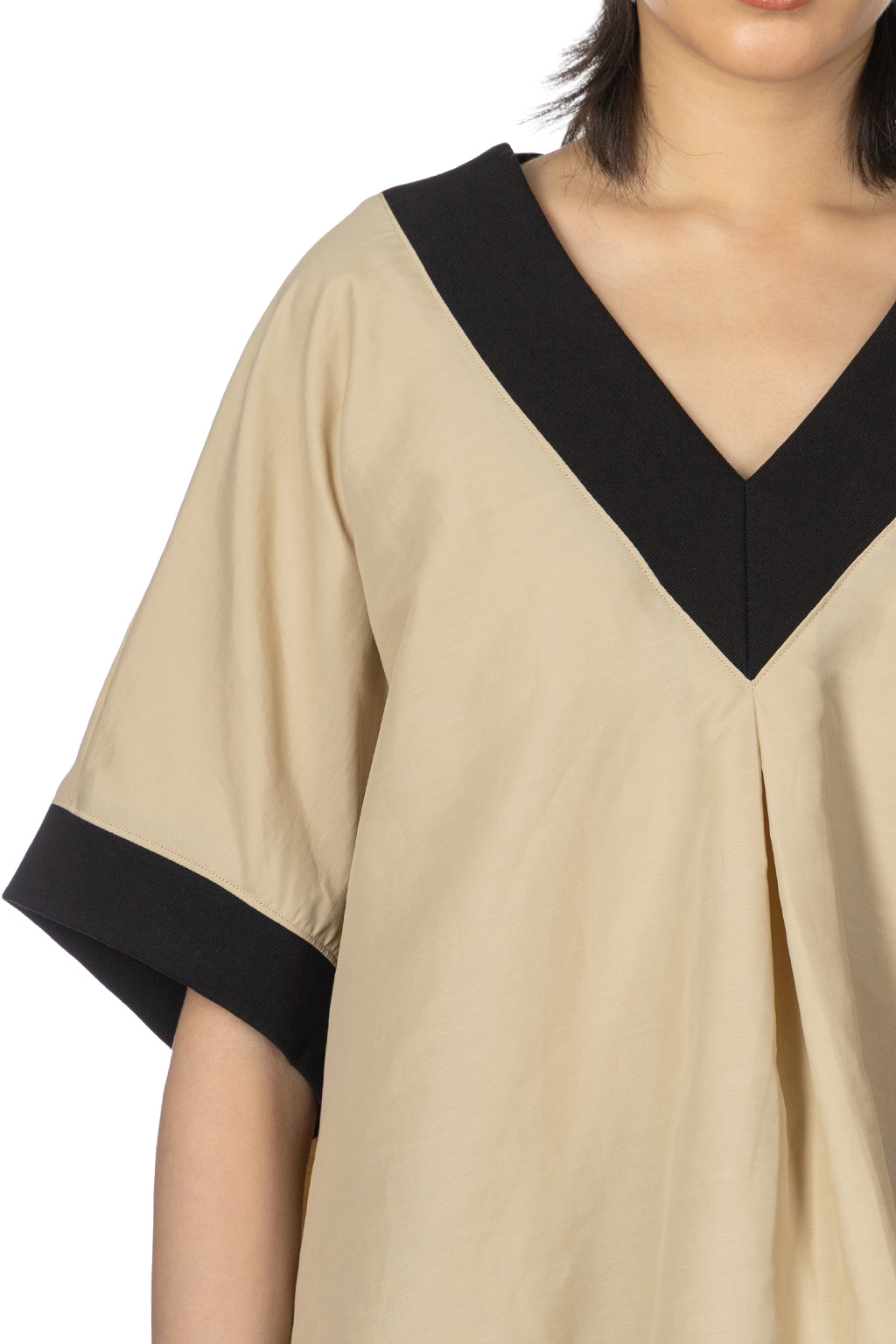 Manon - Linen Nylon Over Vest Blouse - Beige
