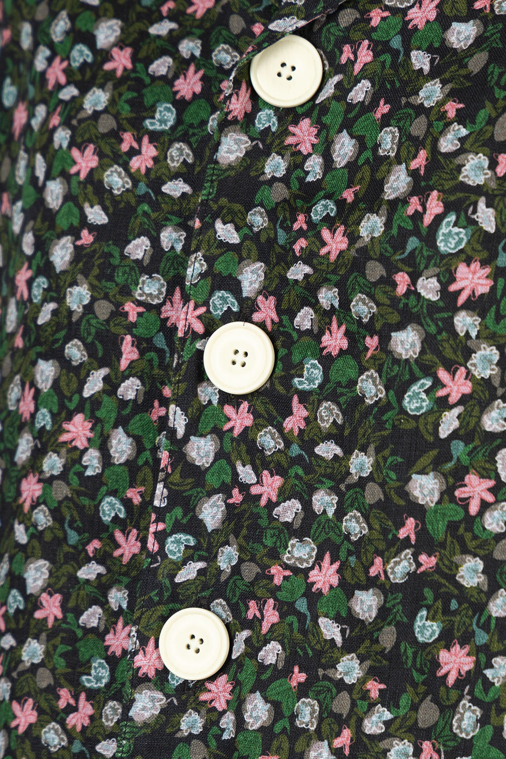 Manon - Original Linen Flower Print Open Collar Shirt - Flower