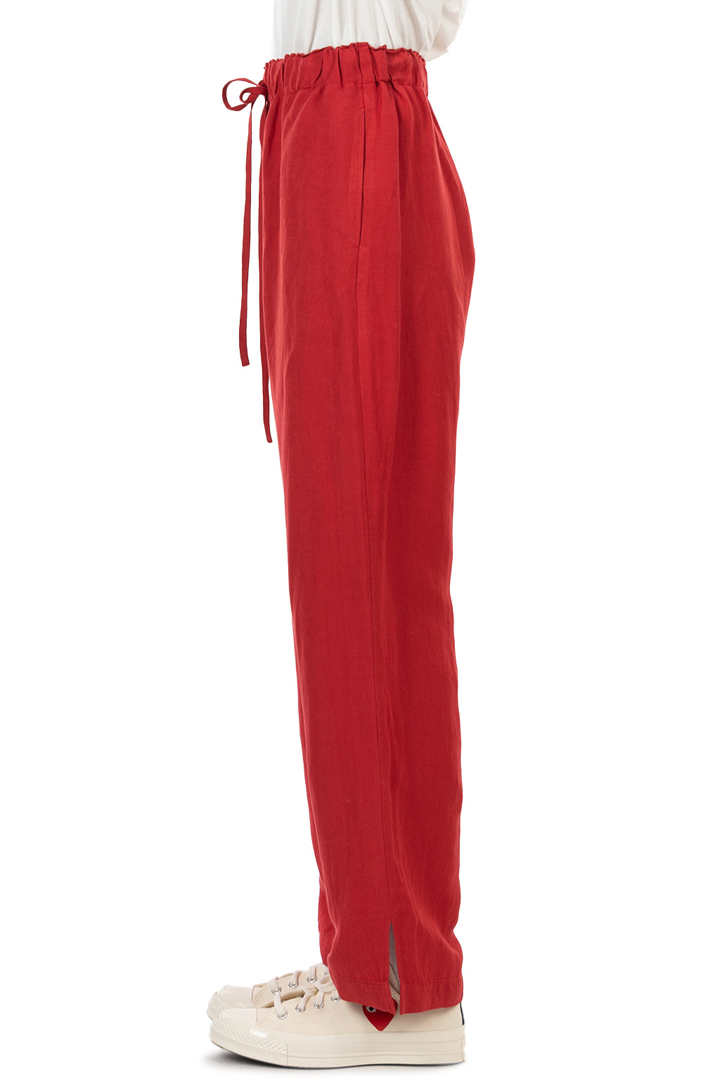 Manon - Rayon Linen Slit Easy Pants - Red