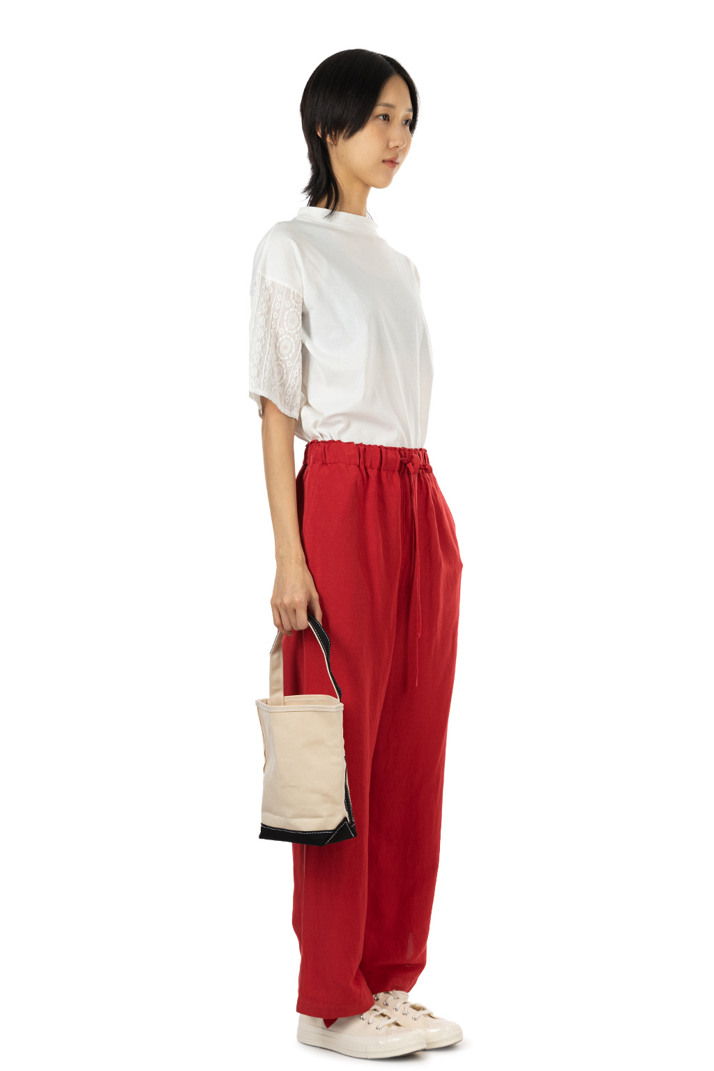 Manon - Rayon Linen Slit Easy Pants - Red