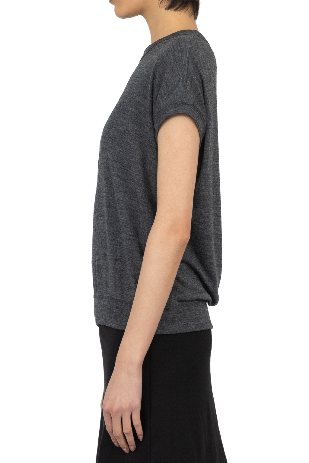 Manon - Summer Wool French Sleeve Top - Charcoal
