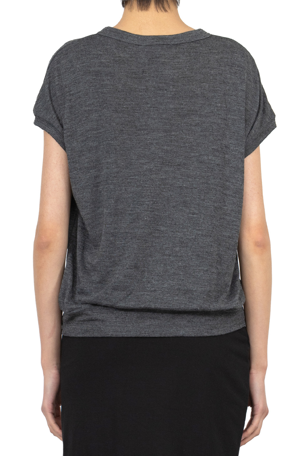 Manon - Summer Wool French Sleeve Top - Charcoal