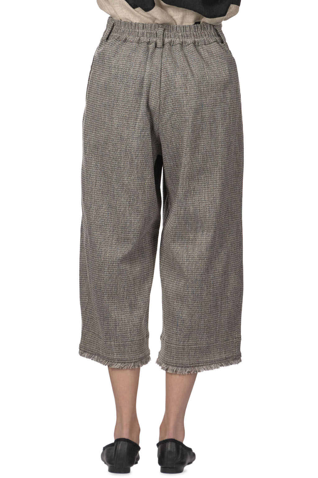 Manon - Tweed Denim Tuck Pants - Black