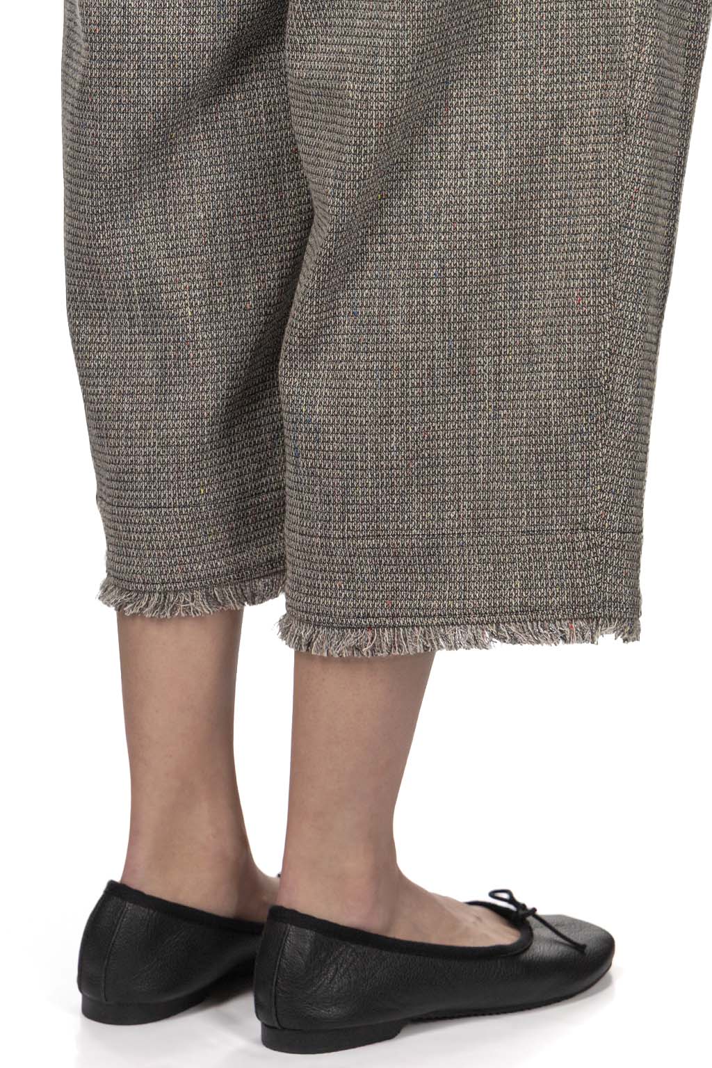 Manon - Tweed Denim Tuck Pants - Black