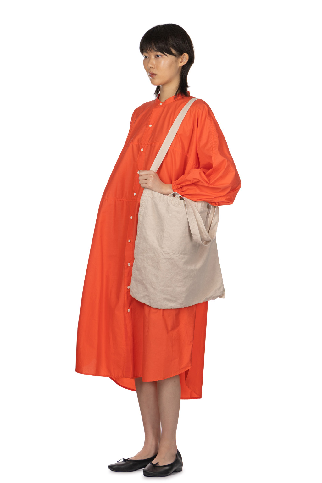 Manon - Typewriter Dolman Shirt Coat - Orange