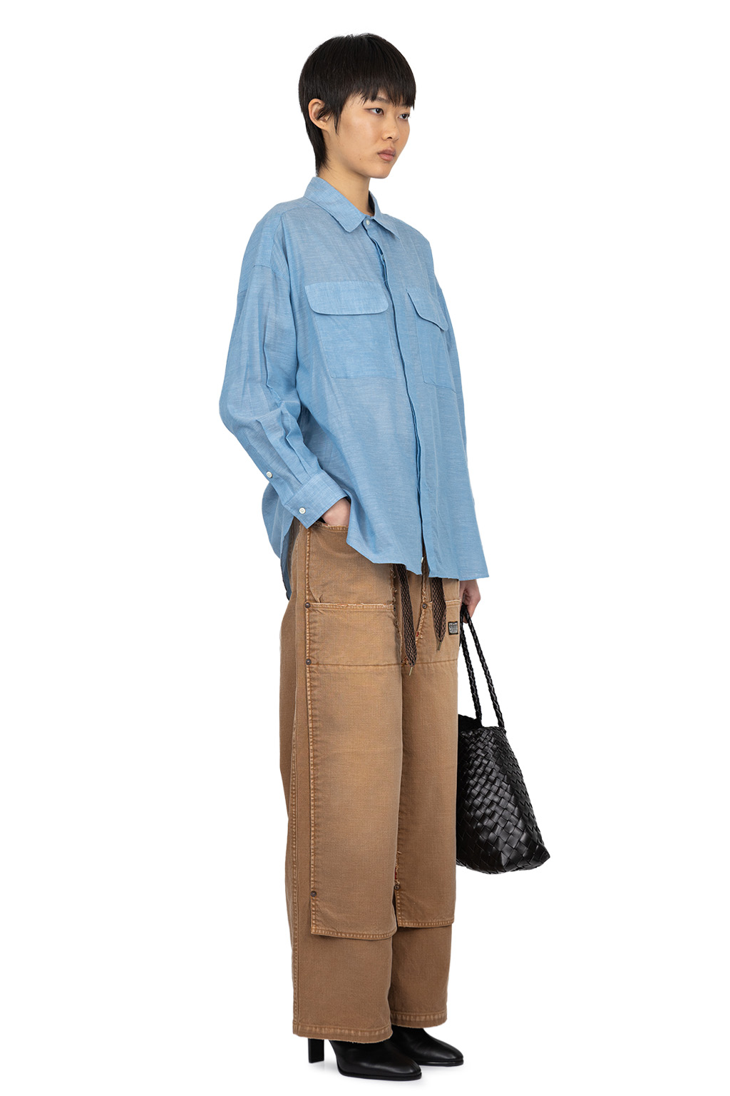 Manon - W Pocket Big Shirt - Blue