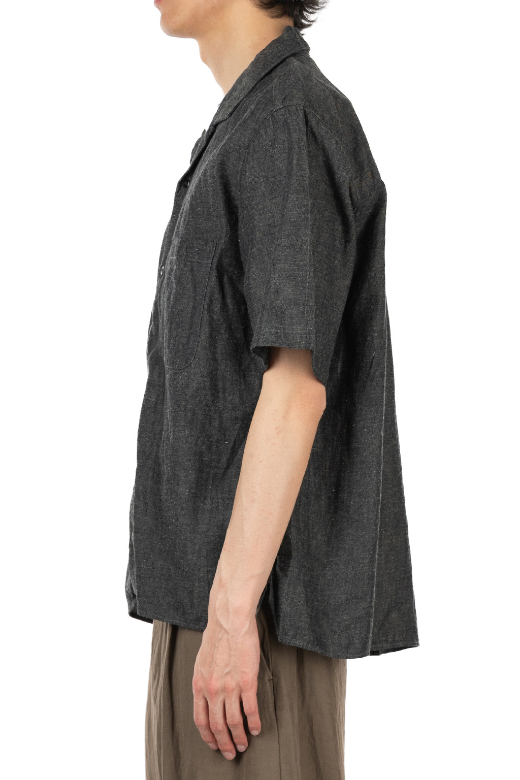 Manual Alphabet - 6oz Denim SS Open Collar Shirt - Black