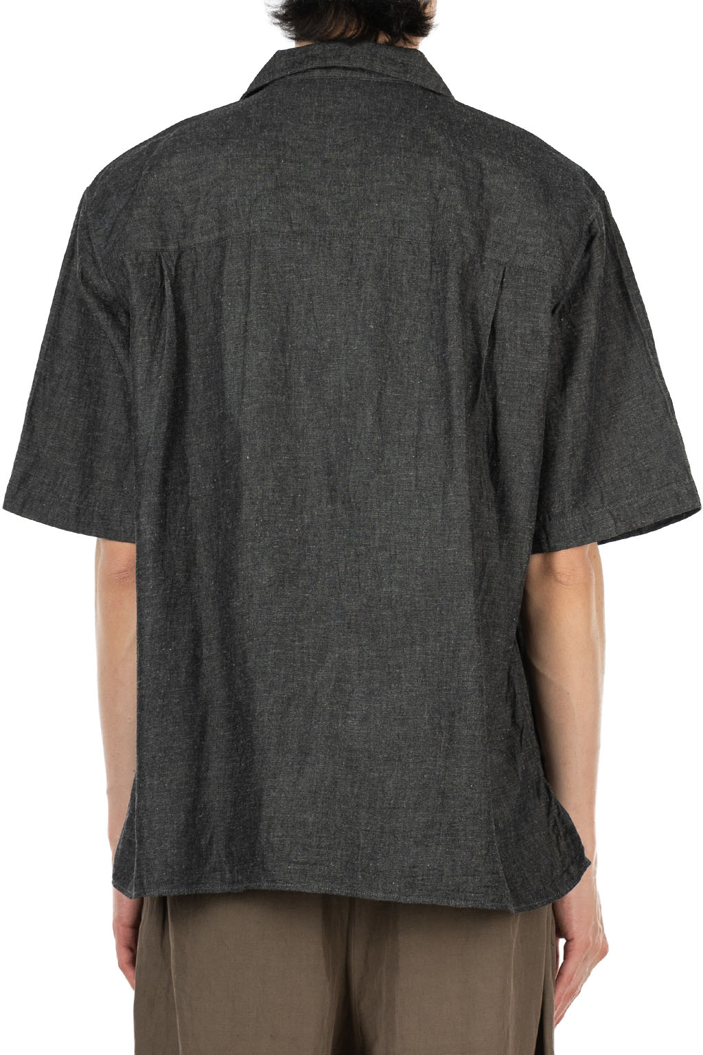 Manual Alphabet - 6oz Denim SS Open Collar Shirt - Black