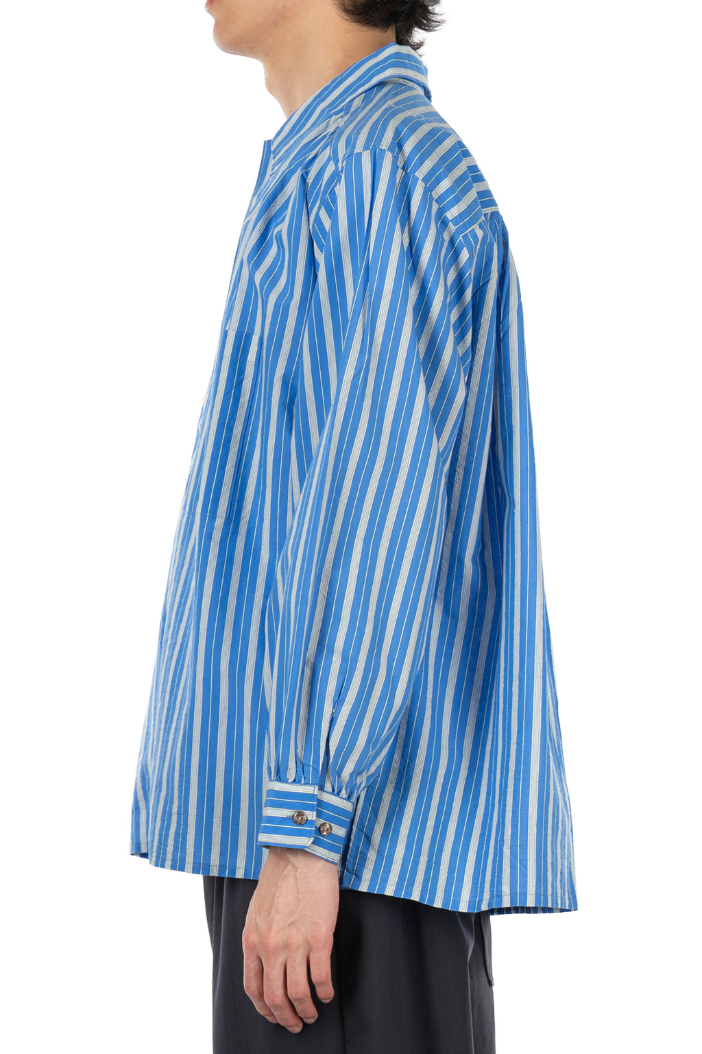 Manual Alphabet - Airy Cloth Wide Shirt - Blue