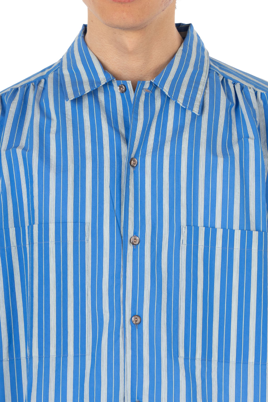 Manual Alphabet - Airy Cloth Wide Shirt - Blue