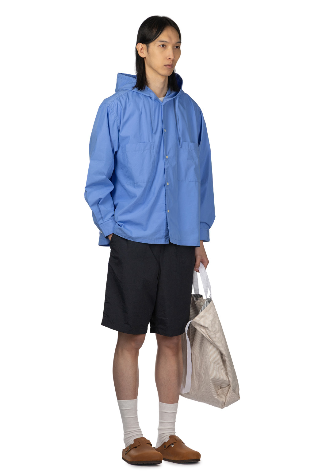 Manual Alphabet - Cotton Polyester Poplin Hood Shirt - Sax