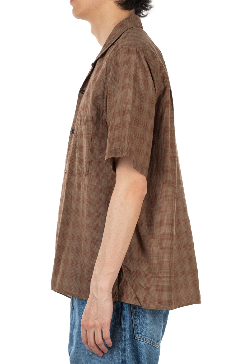 Manual Alphabet - Cotton Silk Lawn SS Open Collar Shirt - Brown